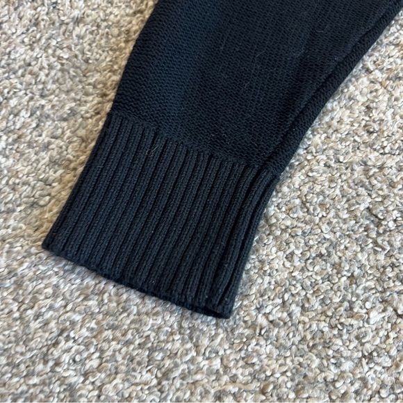 Eddie Bauer Black Grey Stripe 1/4 Zip Up Cotton Knit Sweater, Size Large - Picture 2 of 9